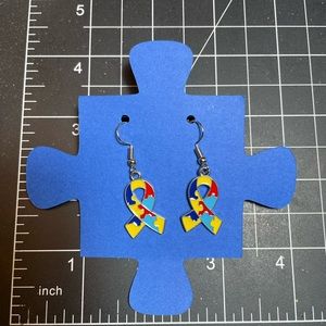 Autism awareness ribbon earrings - handmade.